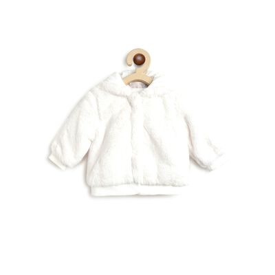 Faux Fur Front Open Cardigan with Hood
